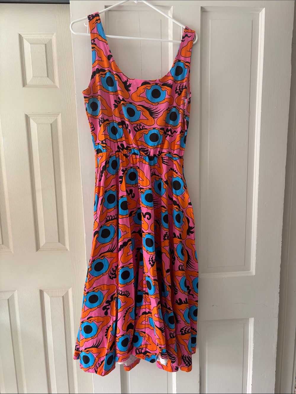 Nooworks Vacation Pink & Blue Orange Print Midi Dress
